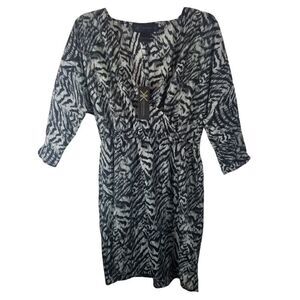Kardashian Kollection Animal Print Dress. Size XS. Black and White V- Neck Dress